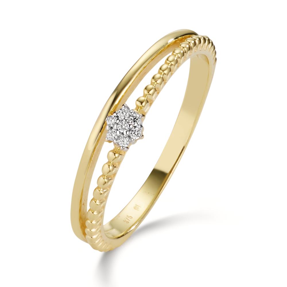 Bague Or jaune 9K Zircone 7 Pierres-607392