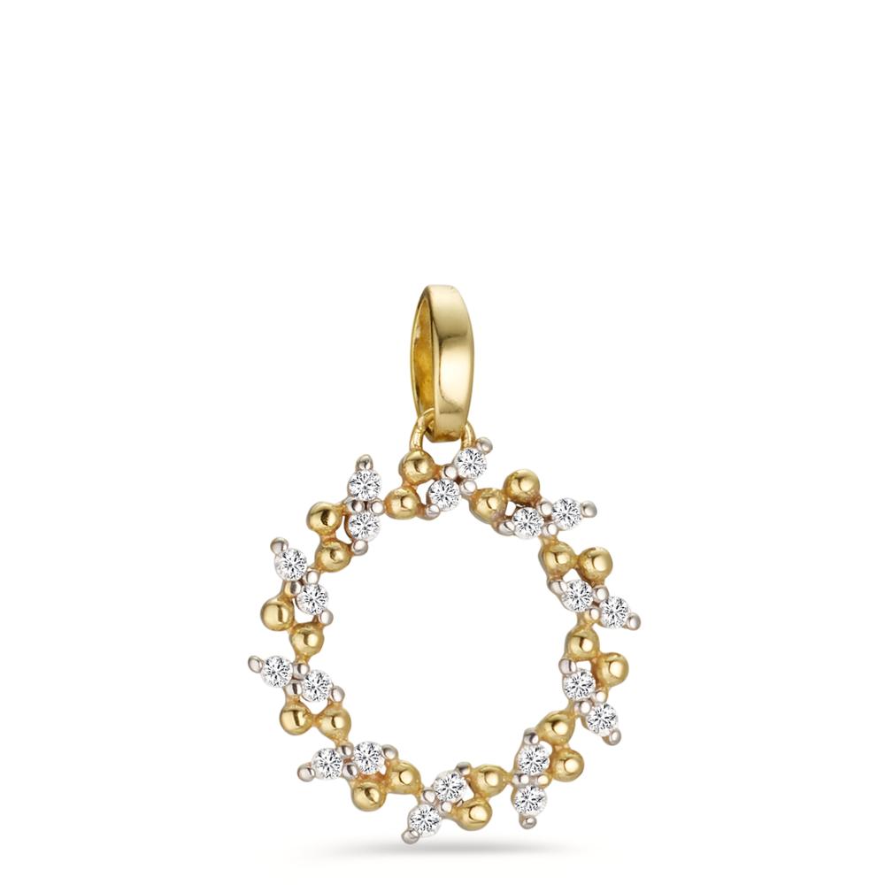 Pendentif Or jaune 9K Zircone 20 Pierres Ø12 mm-607394