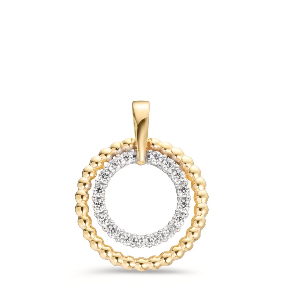 Pendentif Or jaune 9K Zircone 17 Pierres Ø15.5 mm-607397