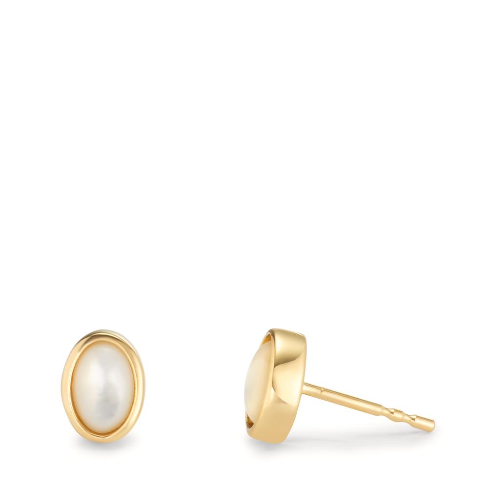 Clous d'oreilles Or jaune 9K nacre, 2 Perles-607406