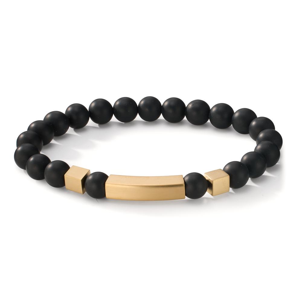 Bracelet Acier inoxydable Agate noir jaune PVD 20 cm-607455