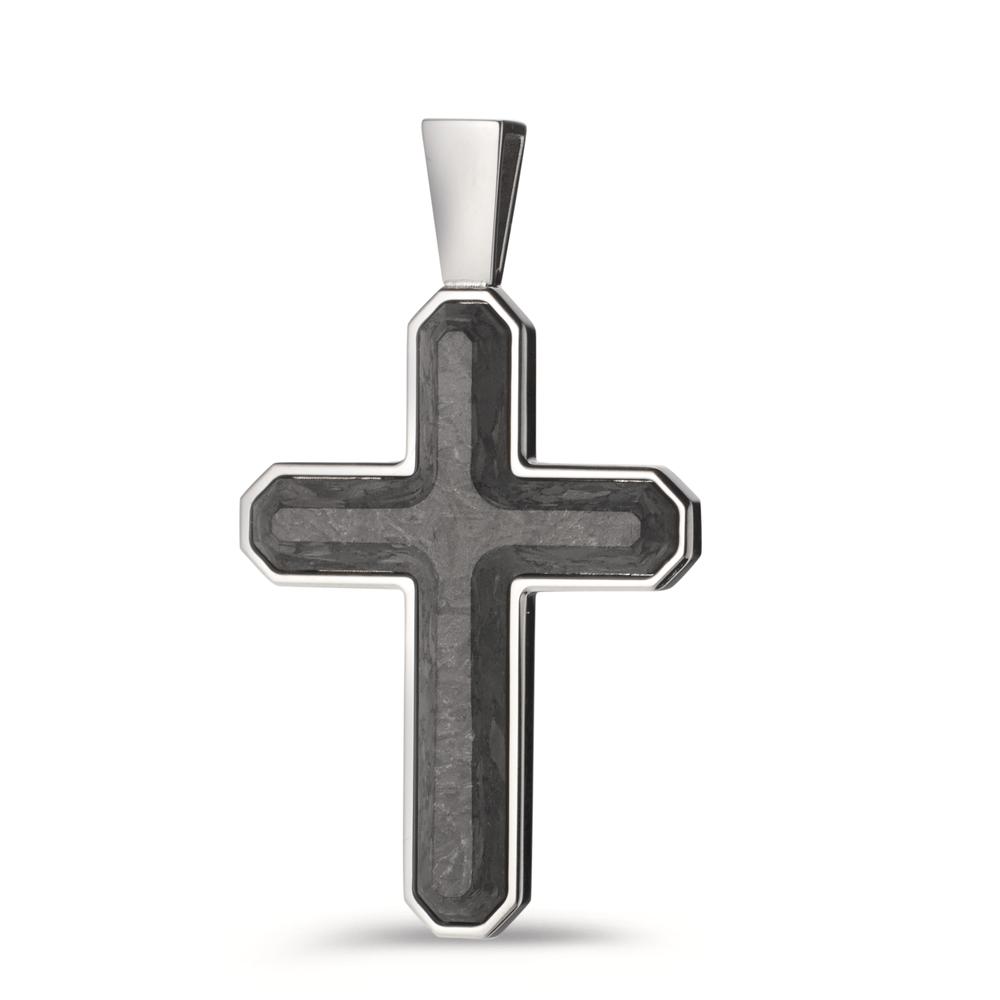 Pendentif Acier inoxydable, Carbone Croix-607462