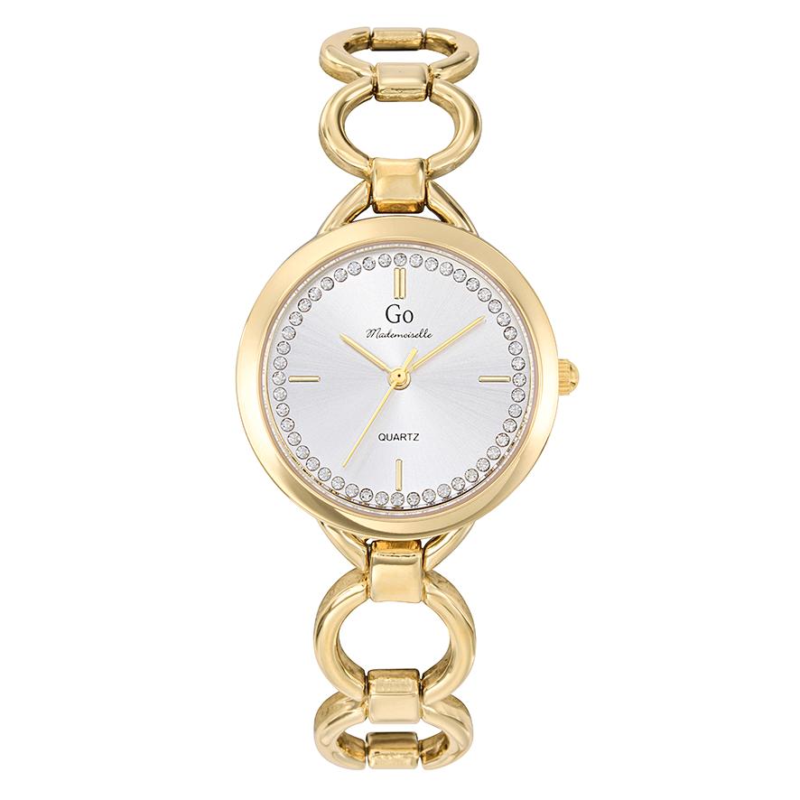 Uhr Edelstahl, Metall Kristall gelb IP beschichtet Ø30 mm-607582