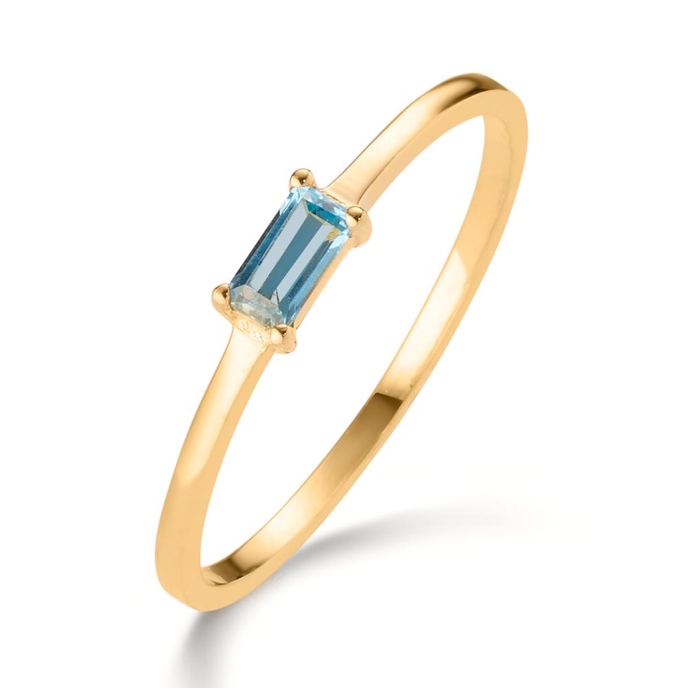 Bague Or jaune 14K Topaze bleu, 0.15 ct-607647