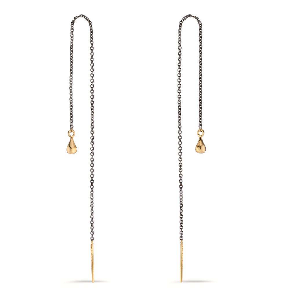 Pendant d'oreilles Or jaune 14K, Argent noir Rhodié-607655
