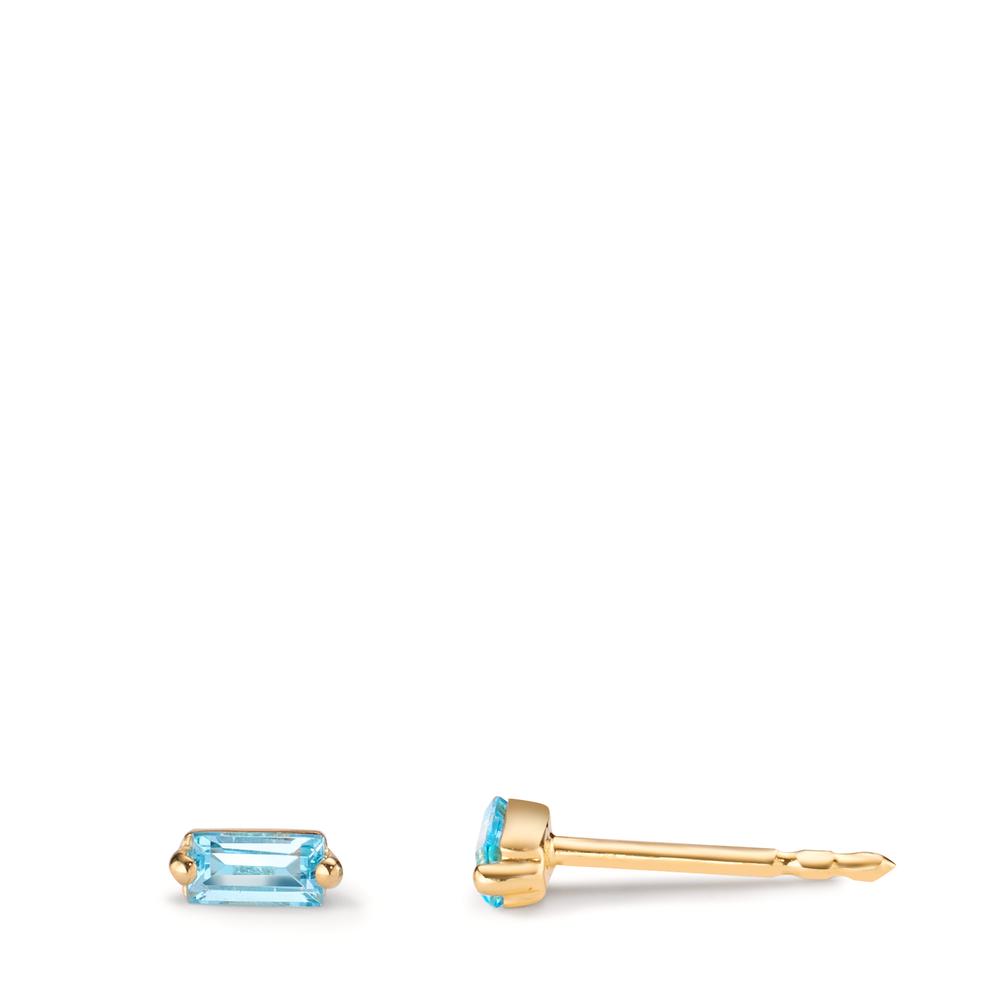 Clous d'oreilles Or jaune 14K Topaze bleu, 0.30 ct, 2 Pierres-607659