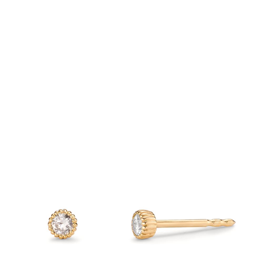 Clous d'oreilles Or jaune 14K Diamant 0.14 ct, 2 Pierres, w-si Ø3 mm-607663