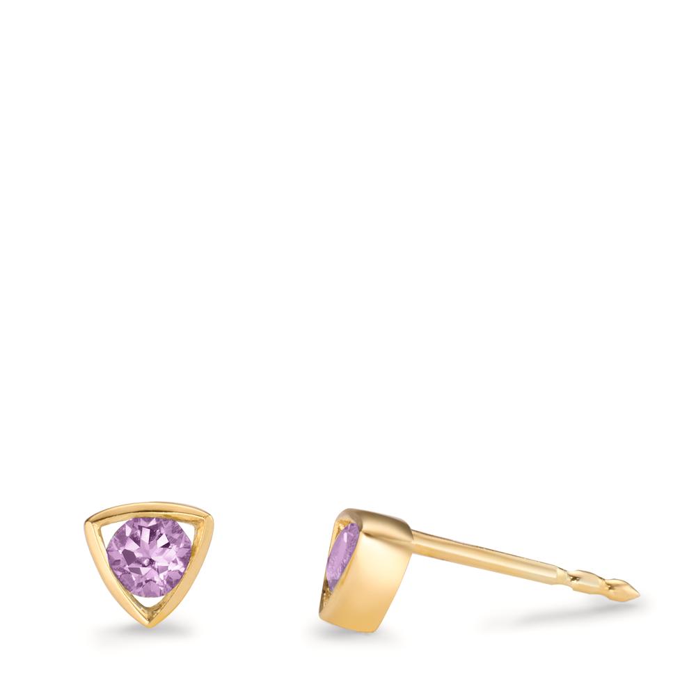 Clous d'oreilles Or jaune 14K Améthyste 0.24 ct, 2 Pierres Ø4.5 mm-607666