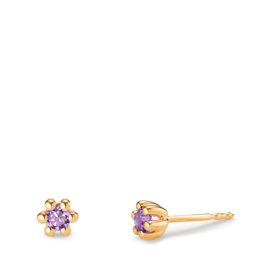 Clous d'oreilles Or jaune 14K Améthyste 0.20 ct, 2 Pierres Ø4.5 mm-607671