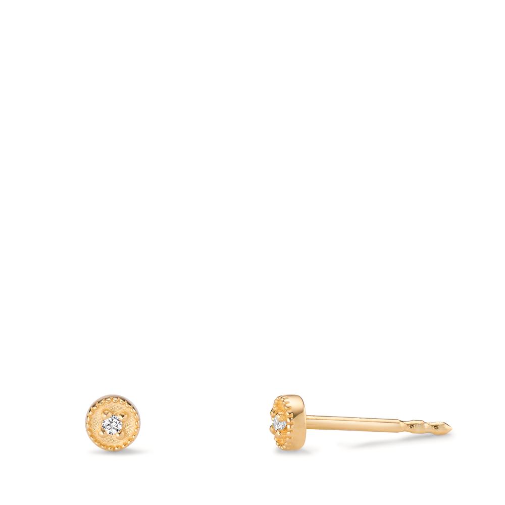 Clous d'oreilles Or jaune 14K Diamant 0.016 ct, 2 Pierres, w-si Ø3.5 mm-607676
