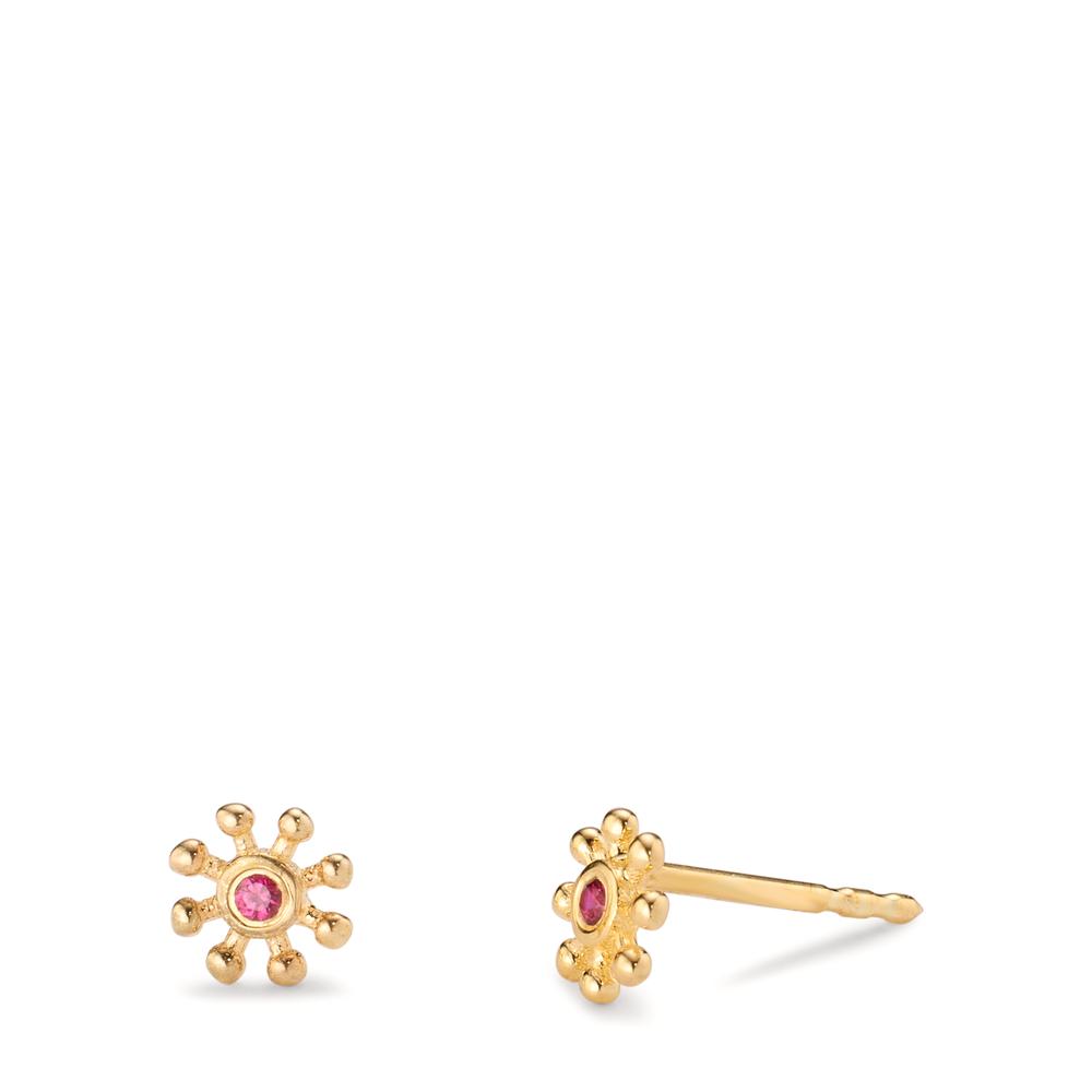 Clous d'oreilles Or jaune 14K Rubis 0.028 ct, 2 Pierres Ø5 mm-607681
