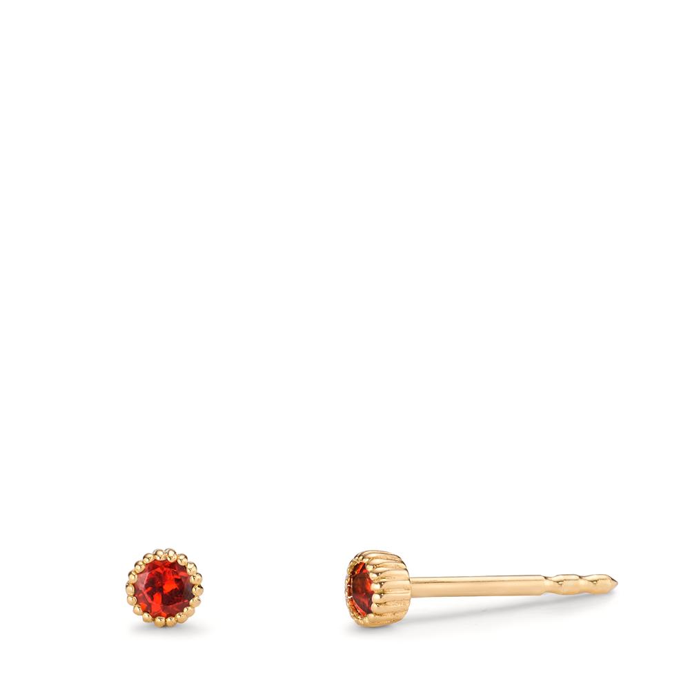 Clous d'oreilles Or jaune 14K Grenat 0.16 ct, 2 Pierres Ø3 mm-607682