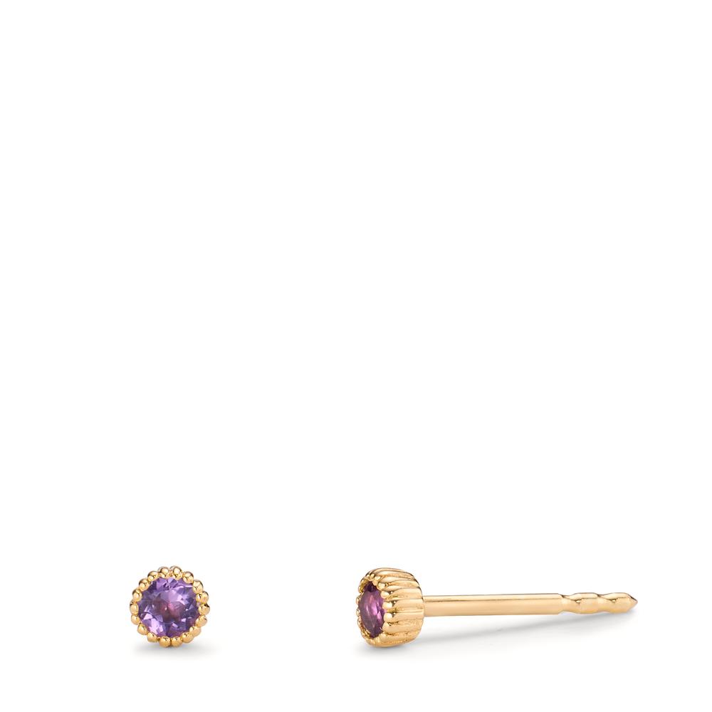 Clous d'oreilles Or jaune 14K Améthyste 0.12 ct, 2 Pierres Ø3 mm-607684