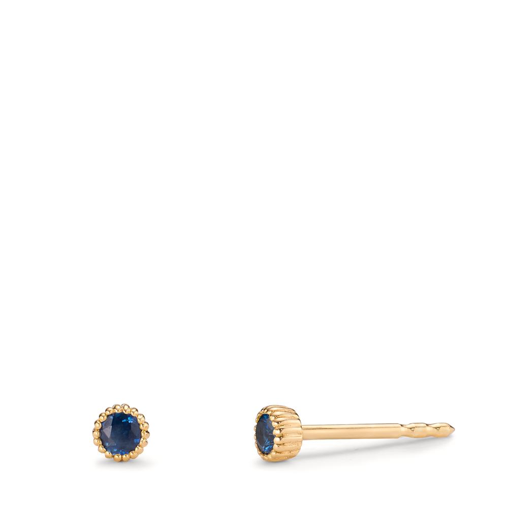 Clous d'oreilles Or jaune 14K Saphir 0.15 ct, 2 Pierres Ø3 mm-607691