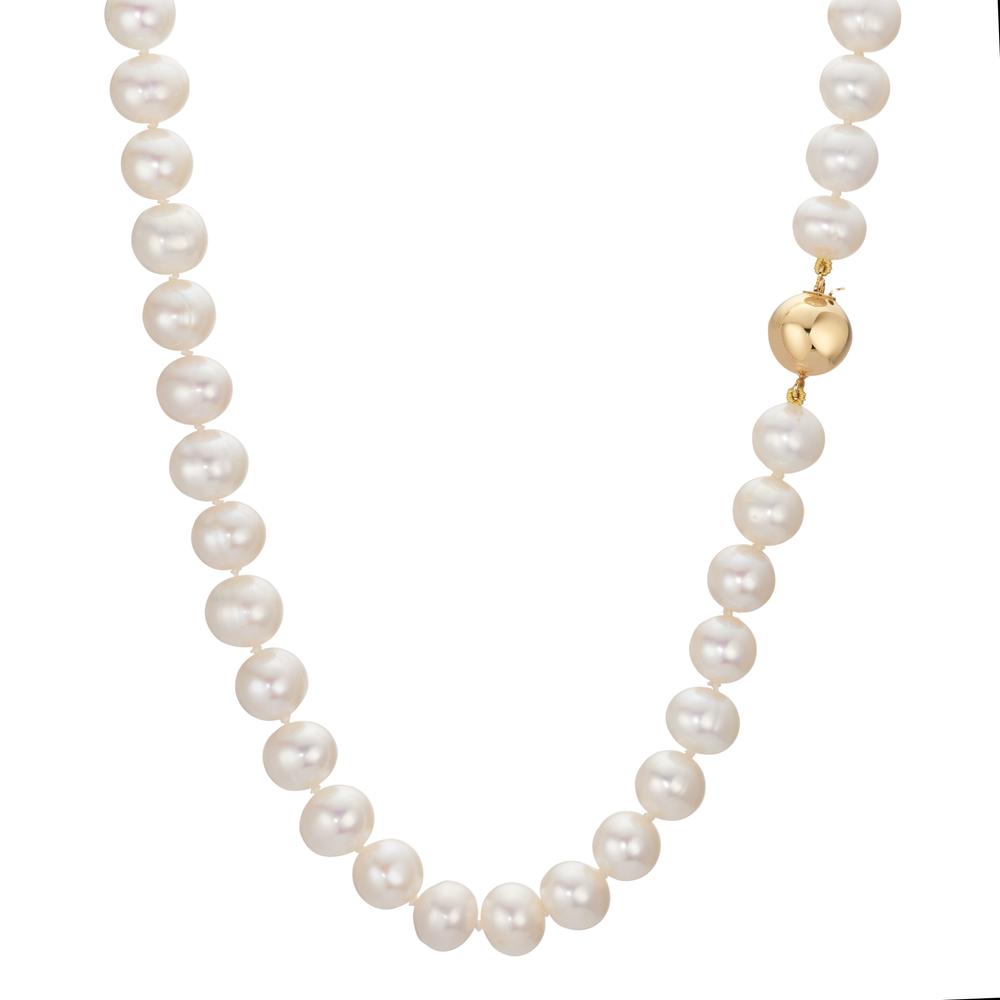 Collier Or jaune 18K perle d'eau douce blanc 8-8.5 mm 45 cm-607705