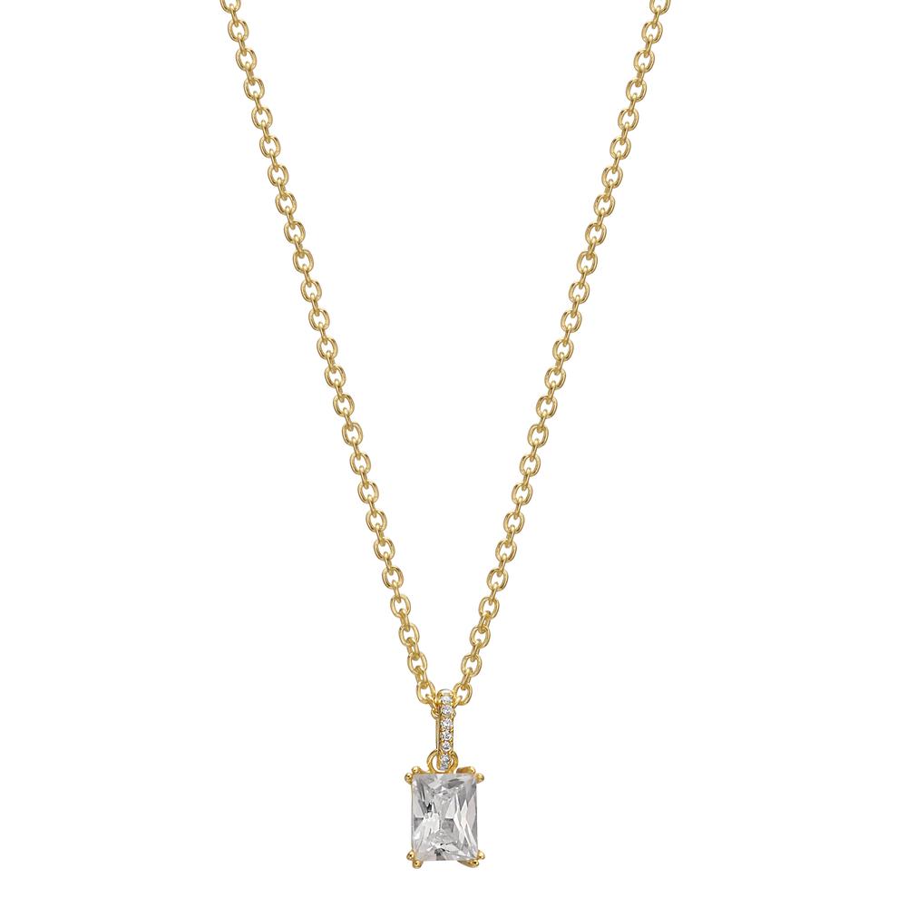Chaînette avec pendentif Argent Zircone 8 Pierres jaune Plaqué or 40-42 cm-607760