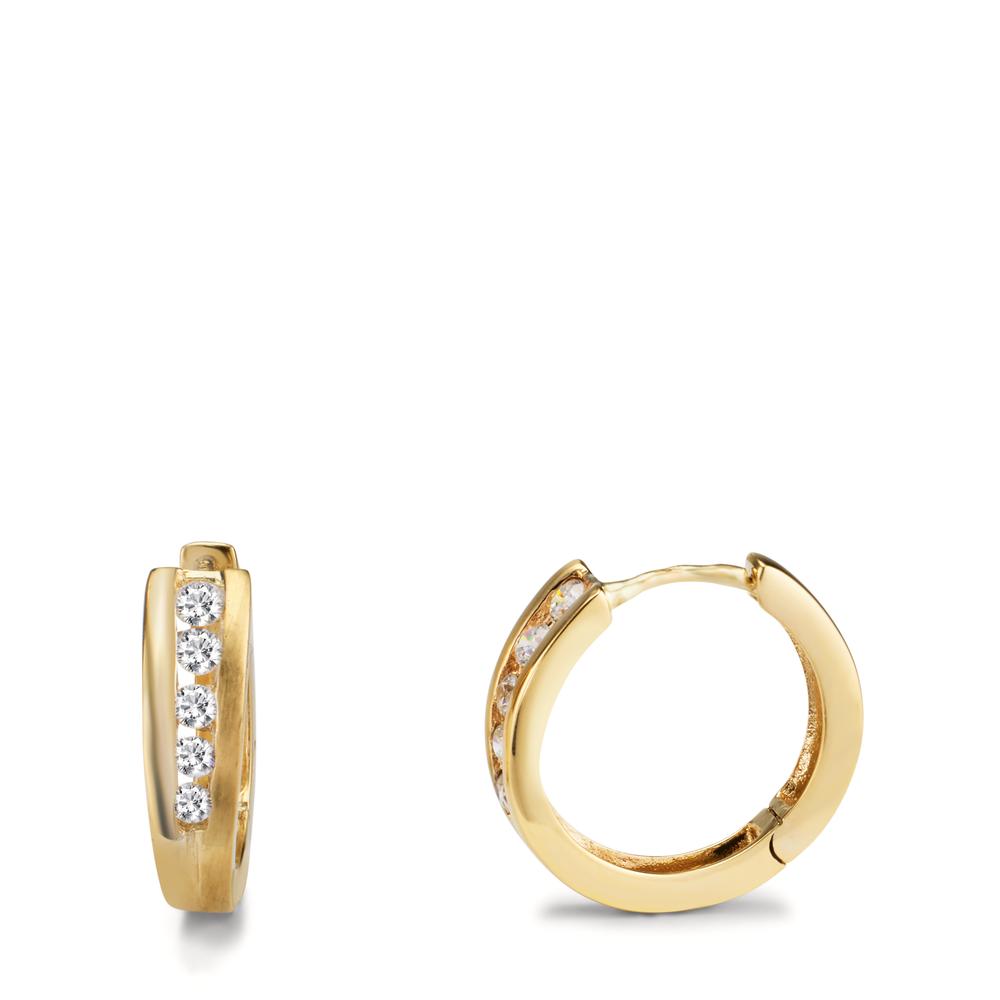 Créoles à charnières Or jaune 9K Zircone 10 Pierres-607770