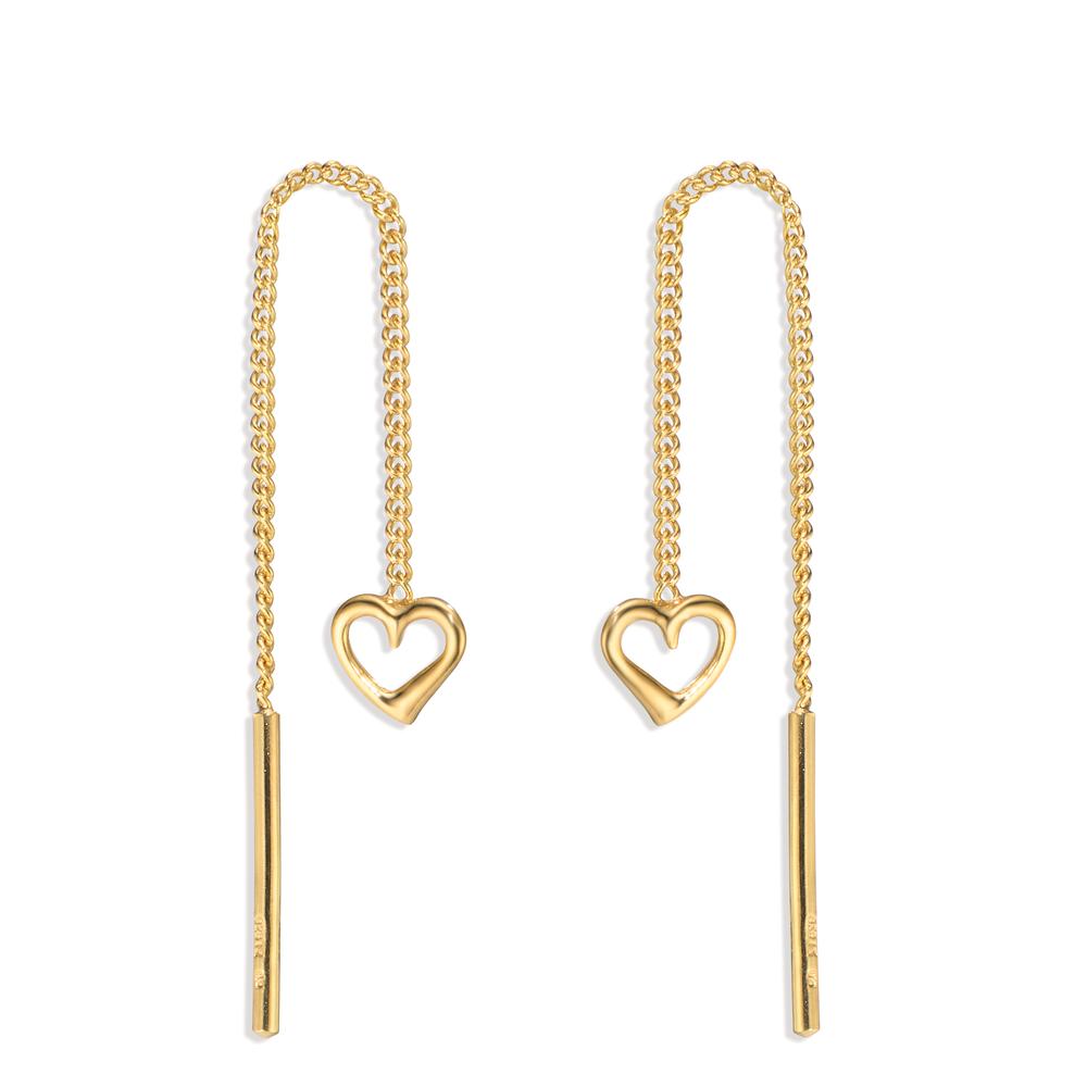 Boucles d'oreilles pendantes Argent jaune Plaqué or Coeur-607863