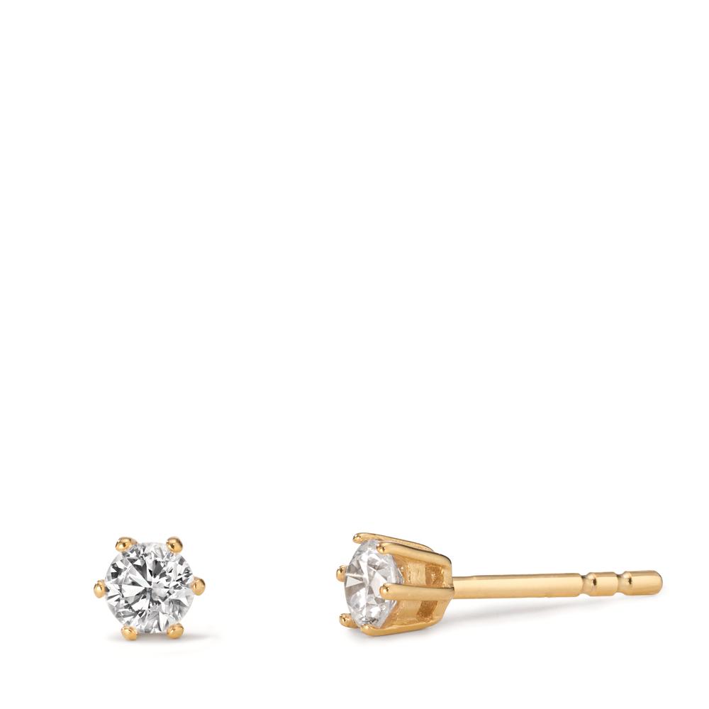 Clous d'oreilles Or jaune 9K Zircone 2 Pierres Ø4 mm-607866