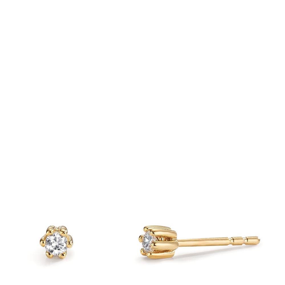 Clous d'oreilles Or jaune 9K Zircone 2 Pierres Ø3 mm-607867