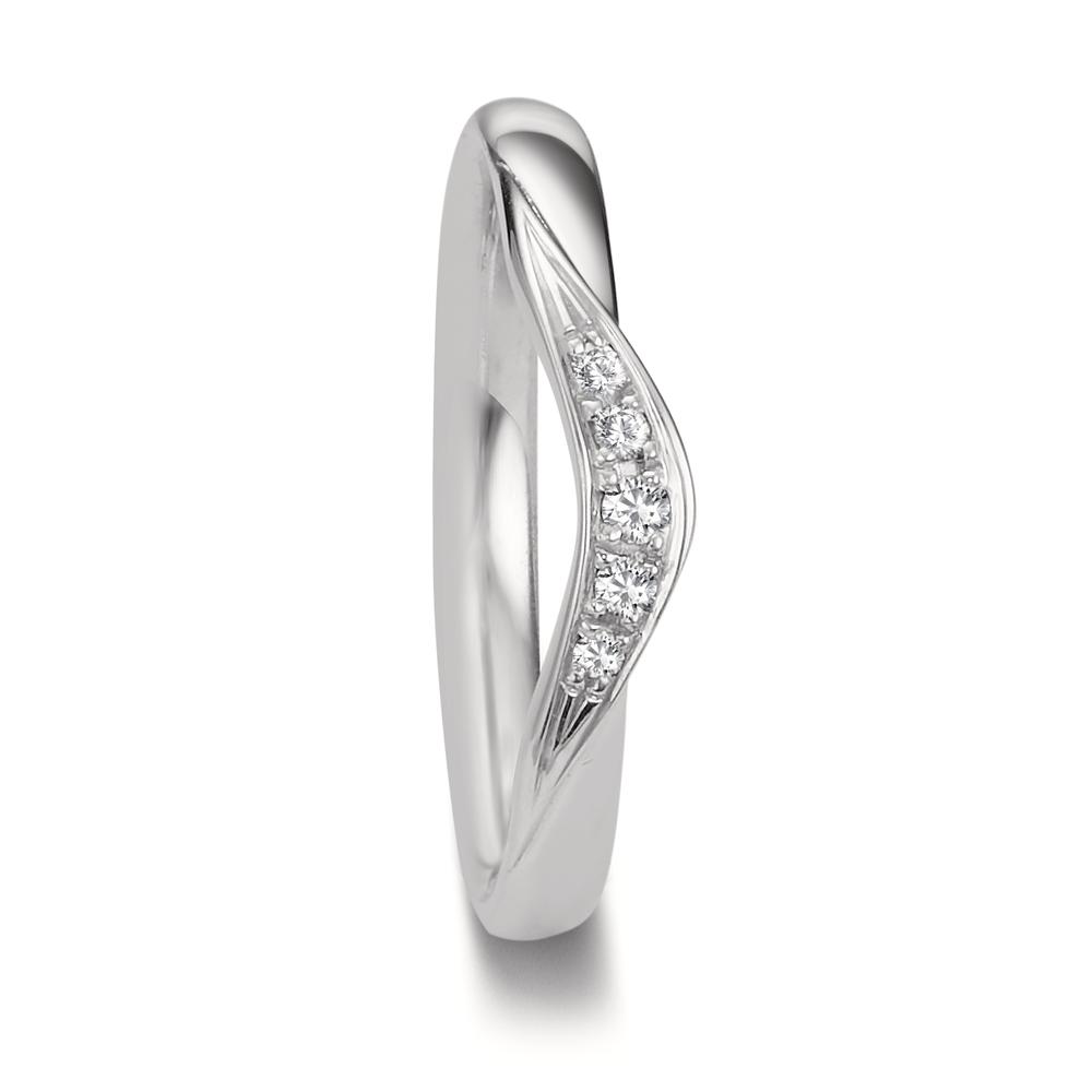Alliance Or blanc 18K Diamant 0.045 ct, 5 Pierres, tw-vsi-607924