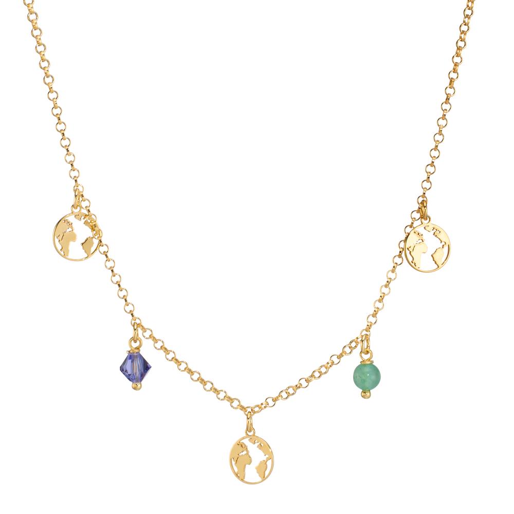 Collier Argent Cristal 2 Pierres jaune Plaqué or Globe 42 cm-607937
