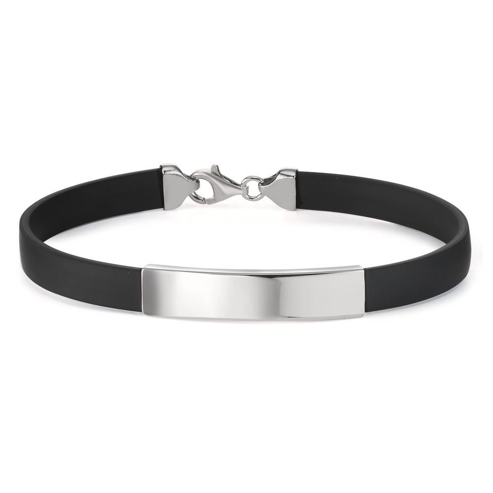 Gourmette avec gravure Argent, Caoutchouc Rhodié 21 cm-607948