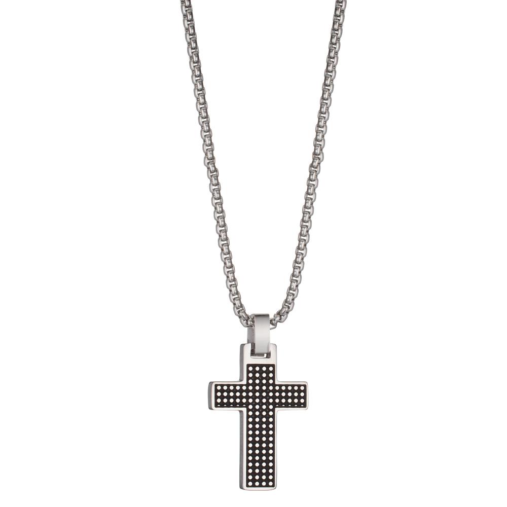 Collier Acier inoxydable noir PVD Croix 44-50 cm-607985