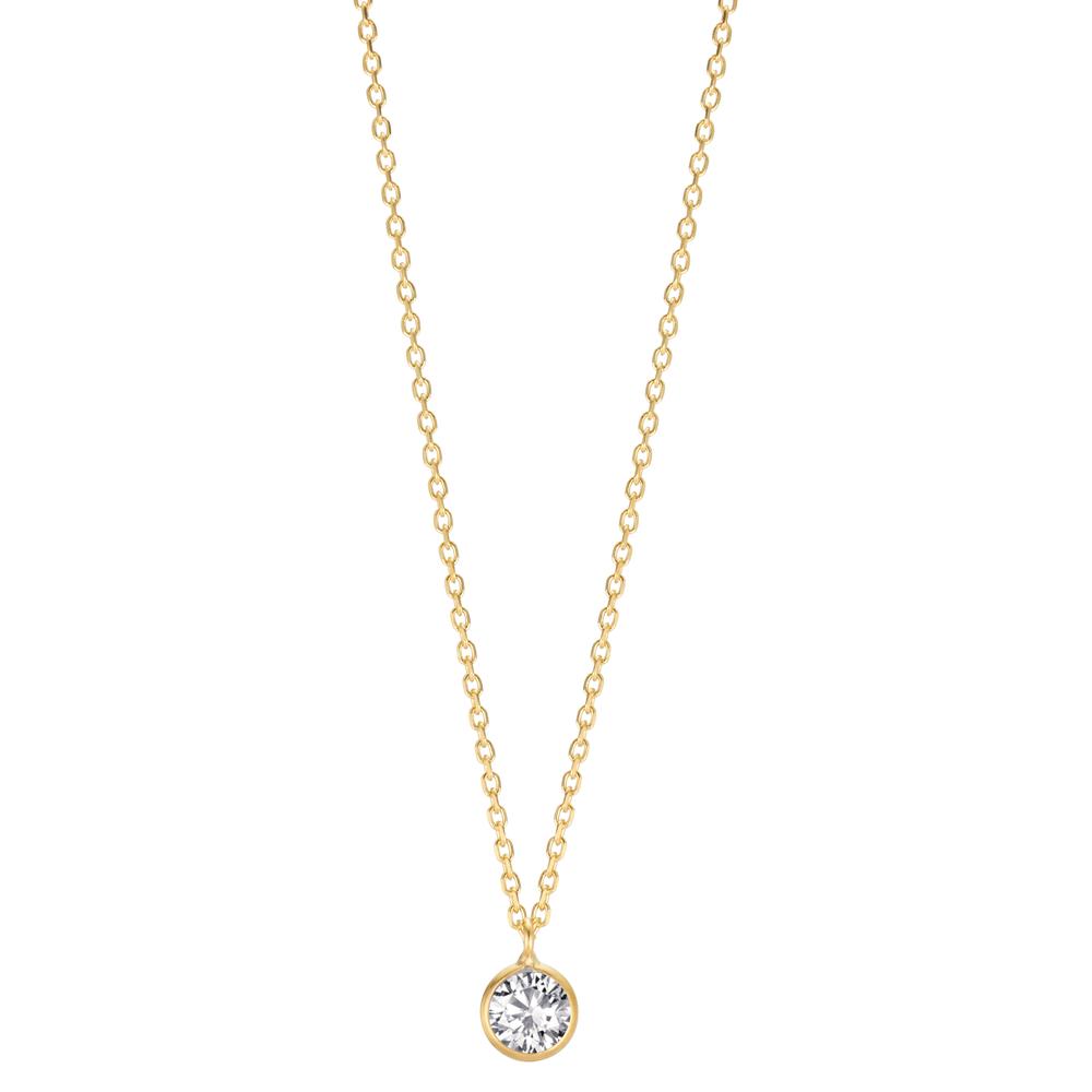 Collier Argent Zircone 5.5 mm jaune Plaqué or 38 cm-607997
