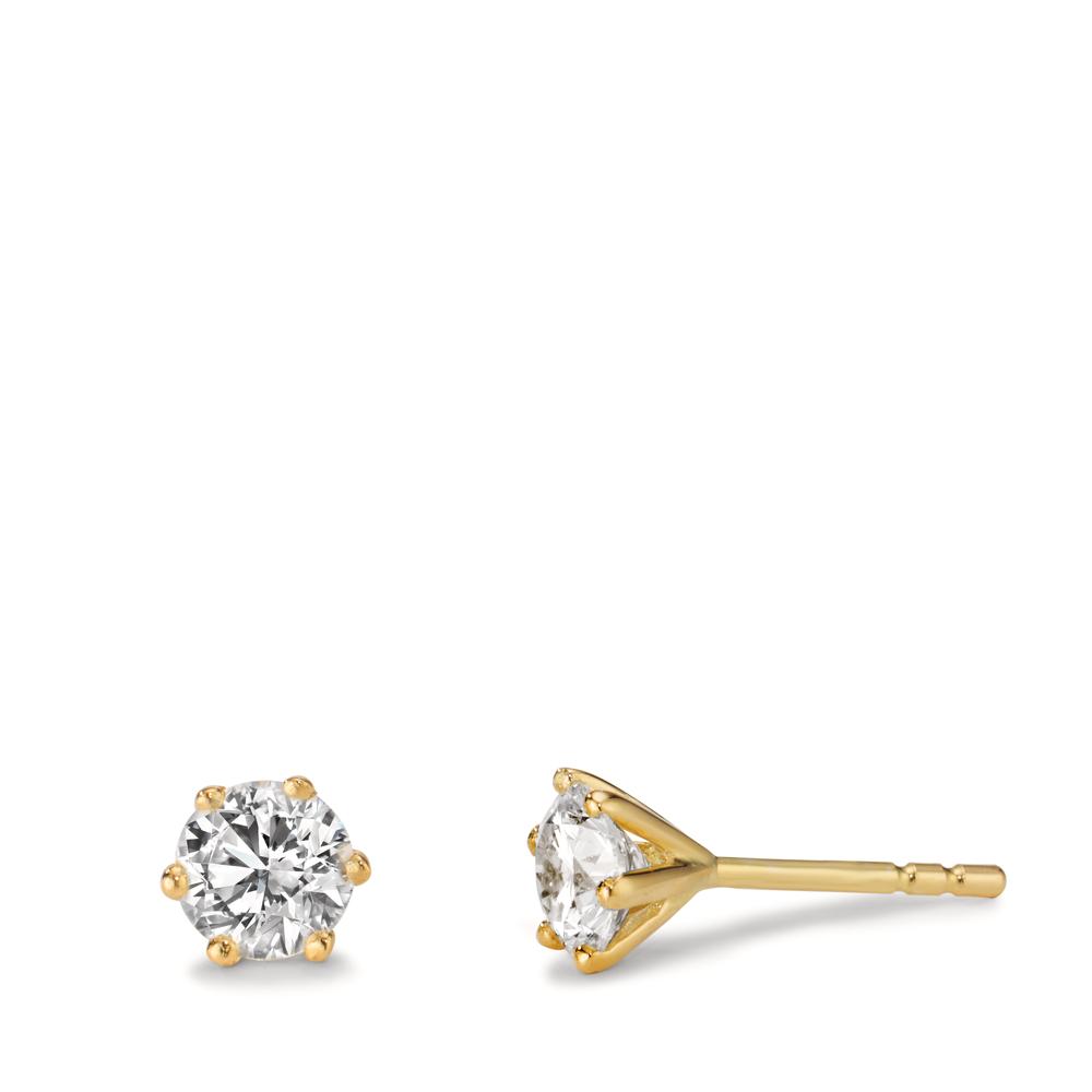 Clous d'oreilles Or jaune 18K Cultivé en laboratoire de diamant 1 ct, 2 Pierres, w-si Ø5.5 mm-608020
