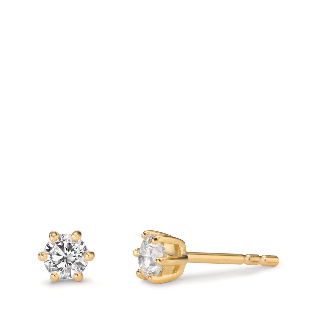 Clous d'oreilles Or jaune 18K Cultivé en laboratoire de diamant 0.40 ct, 2 Pierres, w-si Ø4.4 mm-608023