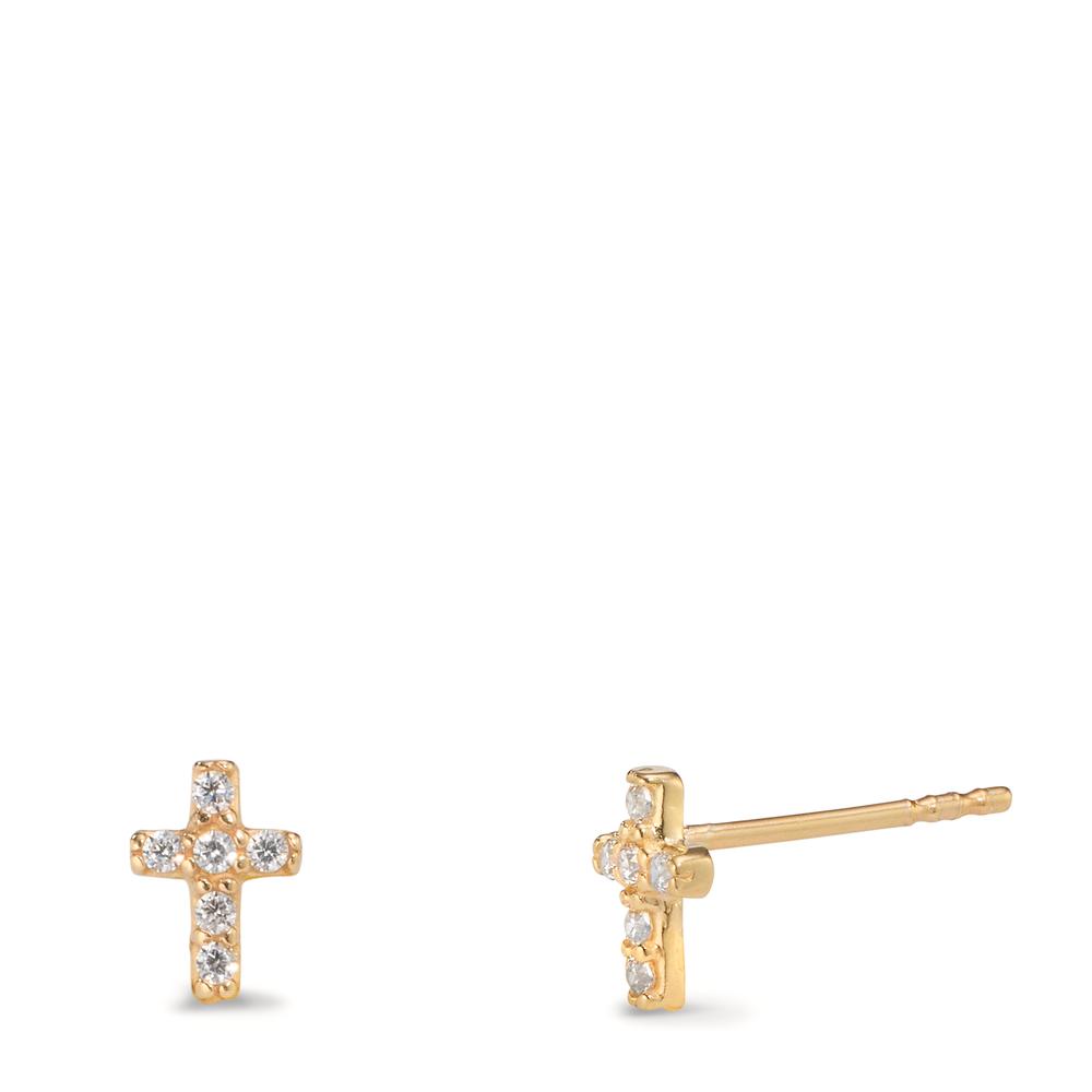 Clous d'oreilles Or jaune 9K Zircone Croix-608055