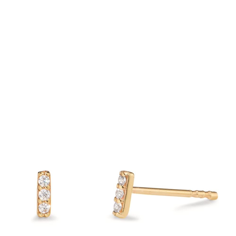 Clous d'oreilles Or jaune 9K Zircone 6 Pierres-608060