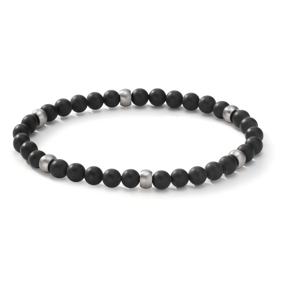 Bracelet Acier inoxydable Agate noir 21 cm Ø6.5 mm-608076