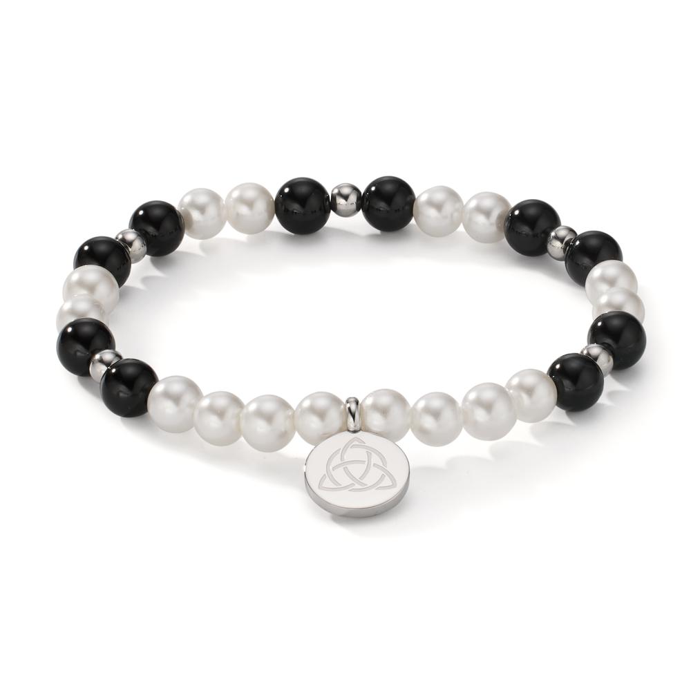 Bracelet Acier inoxydable Agate noir [shining Pearls], 6 mm Celtique 17 cm Ø6 mm-608085
