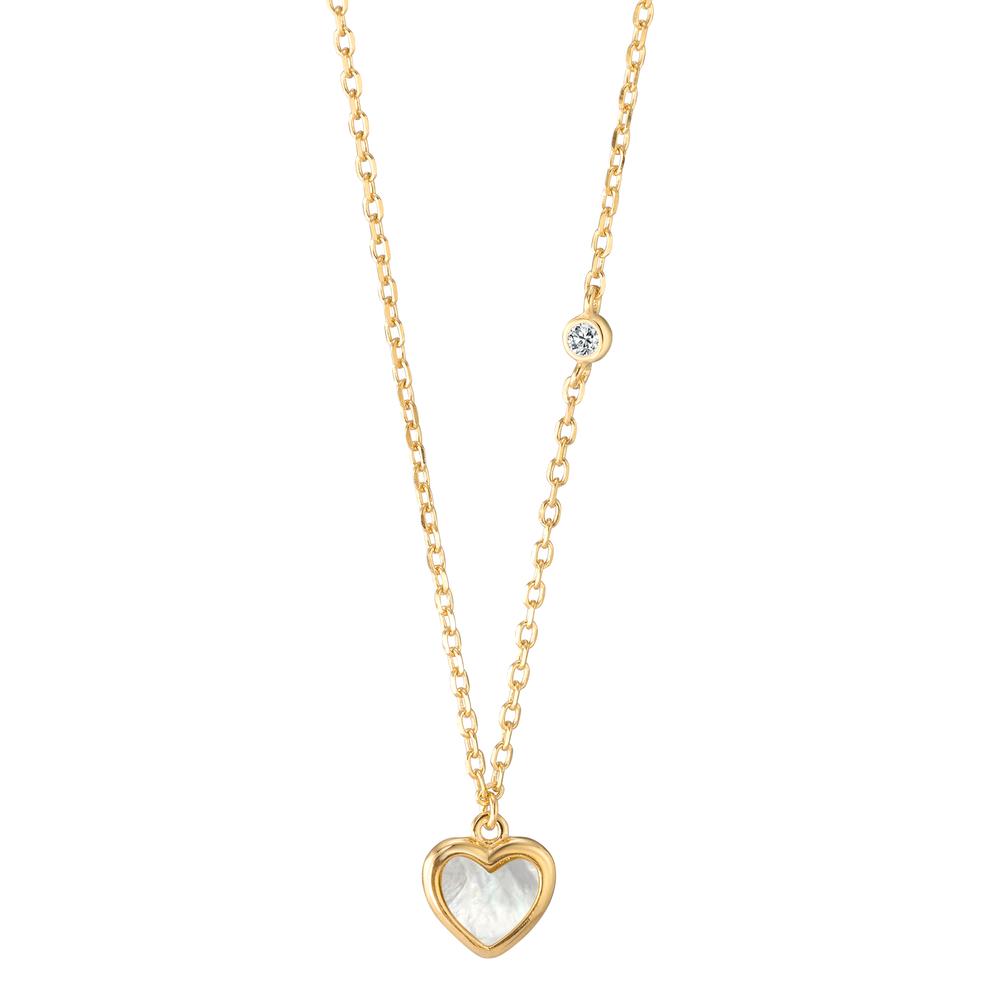 Collier Argent Zircone jaune Plaqué or nacre Coeur 40-45 cm-608151