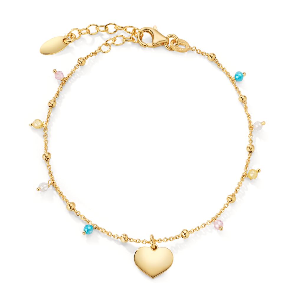 Bracelet Argent Cristal 8 Pierres jaune Plaqué or Coeur 17-19 cm-608170