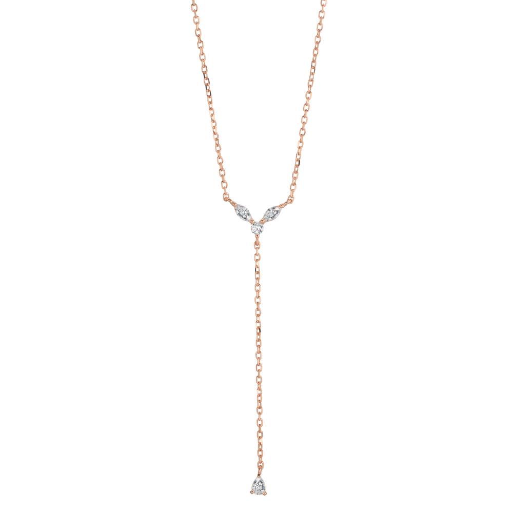 Collier Argent Zircone 4 Pierres rosé Plaqué or 40-45 cm-608301