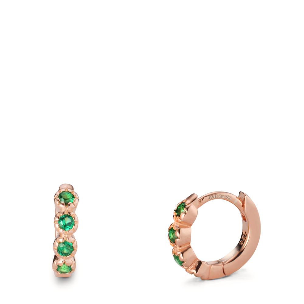 Créoles à charnières Argent Zircone vert, 8 Pierres rosé Plaqué or-608303