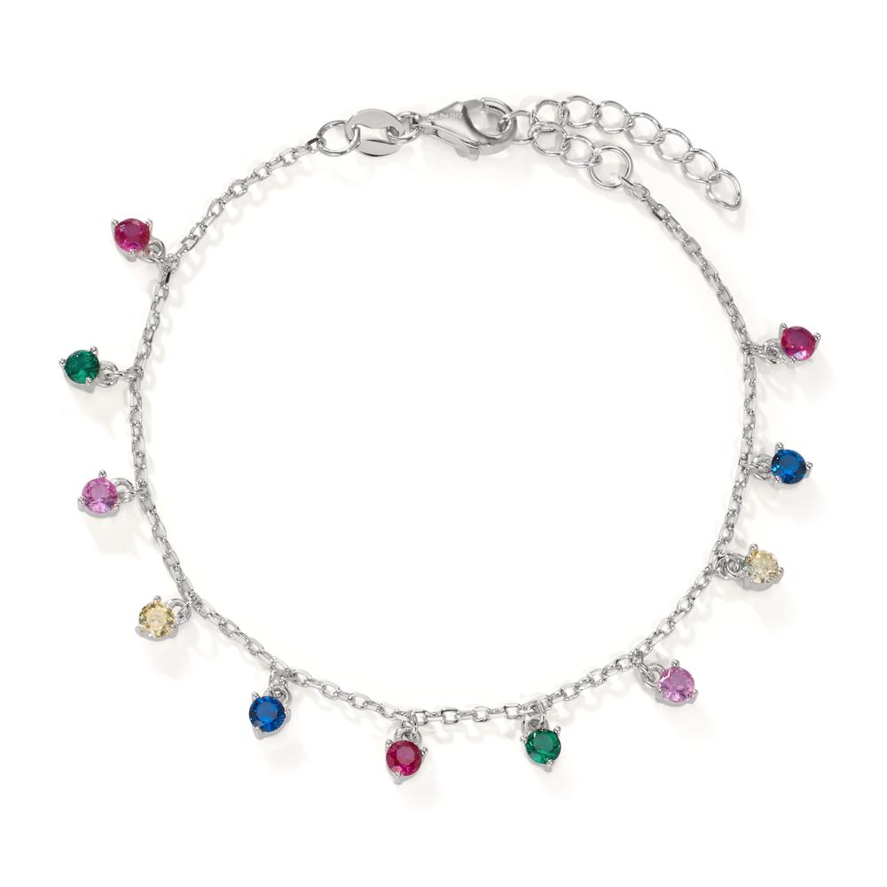 Bracelet Argent Zircone coloré, 11 Pierres Rhodié 16-19 cm-608308