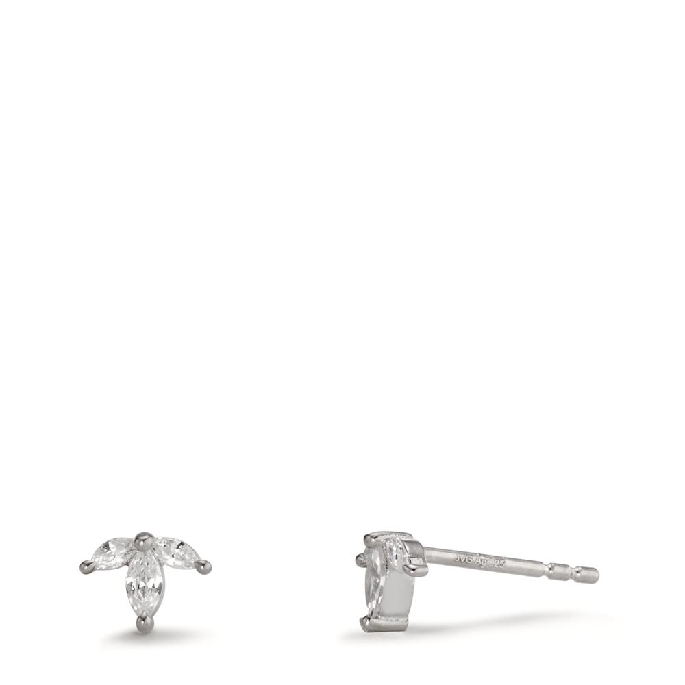 Clous d'oreilles Argent Zircone 6 Pierres Rhodié-608314