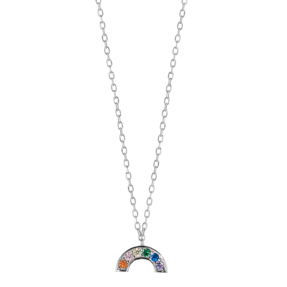 Collier Argent Zircone coloré, 6 Pierres Rhodié 40-45 cm-608325
