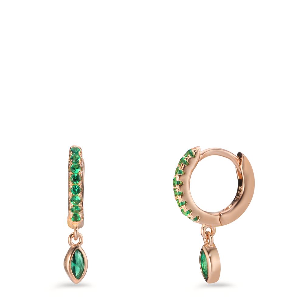 Créoles à charnières Argent Zircone vert, 18 Pierres rosé Plaqué or-608328