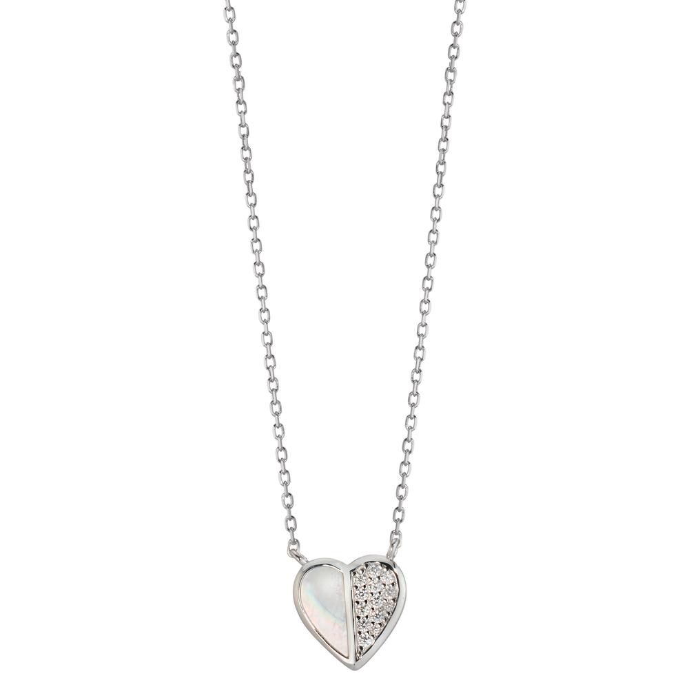 Collier Argent Zircone Rhodié nacre Coeur 40-45 cm-608343