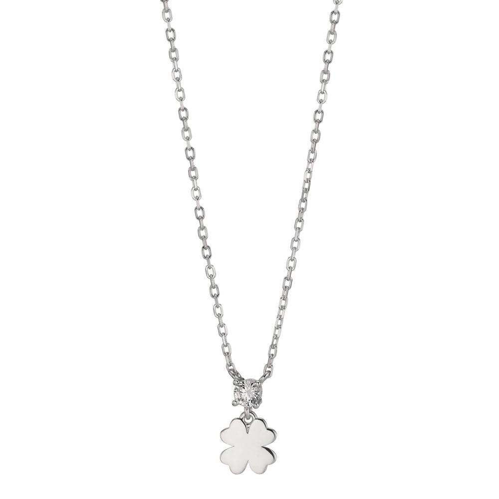 Collier Argent Zircone Rhodié Feuille de Trèfle 40-45 cm-608369
