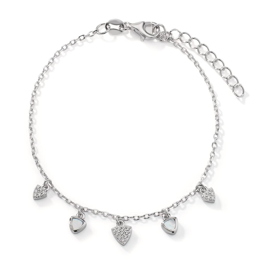 Bracelet Argent Zircone Rhodié nacre 16-19 cm-608374