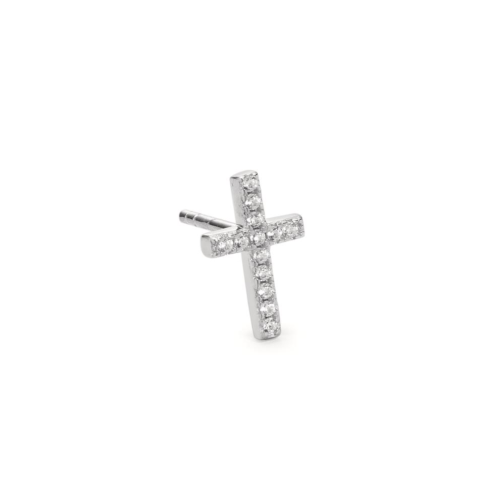 Clous d'oreille à l'unité Argent Zircone 13 Pierres Rhodié Croix-608410