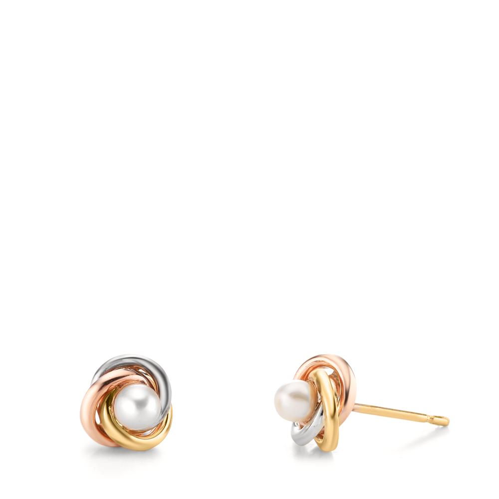 Clous d'oreilles Or jaune 9K, Or blanc 9K, Or rouge 9K perle d'eau douce, 3.5 mm Nœud Ø7 mm-608448