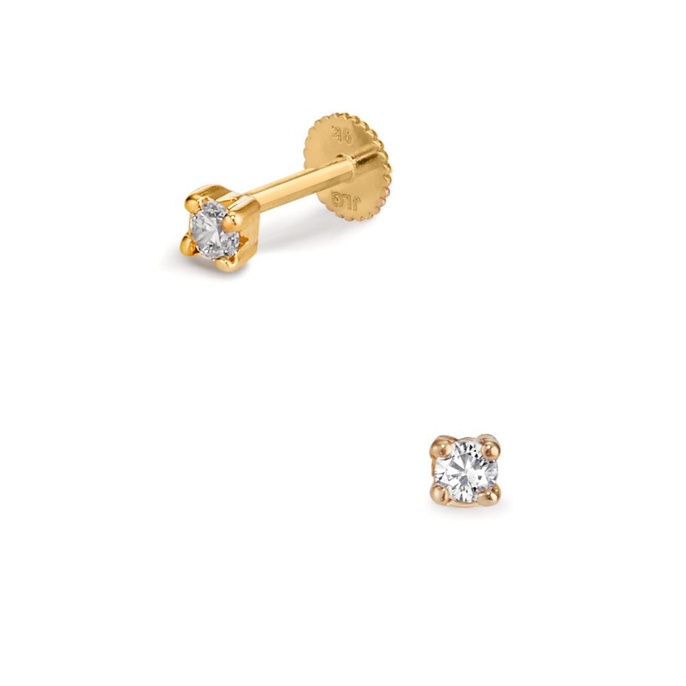 Piercing Or jaune 9K Zircone Ø2 mm-608457