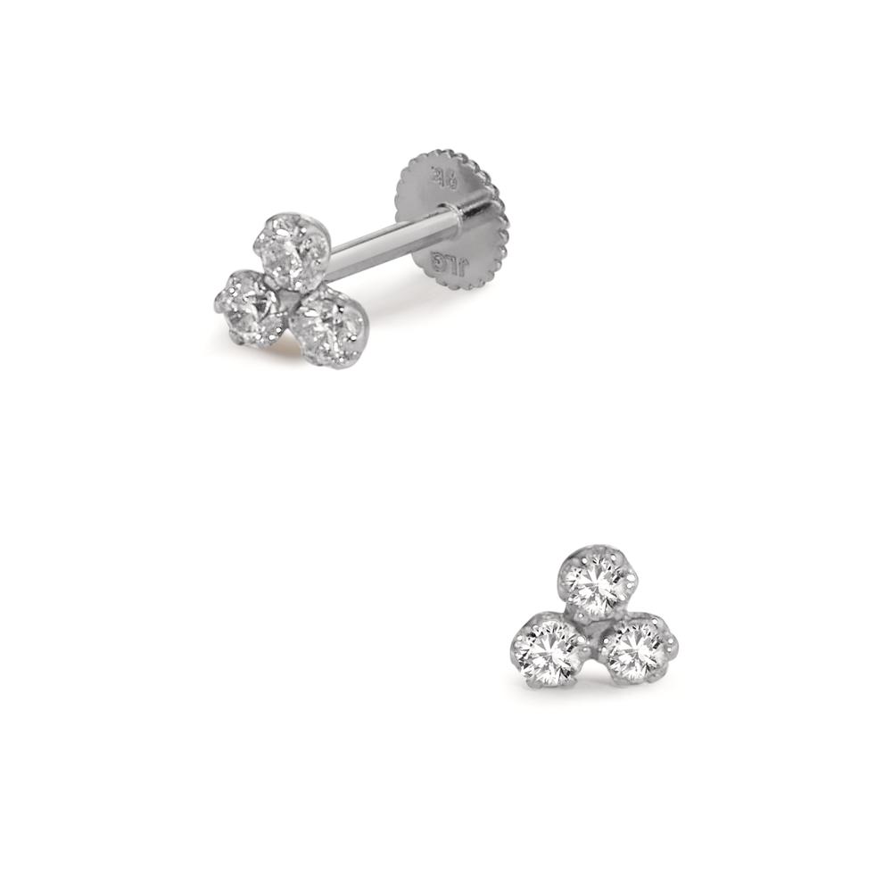 Piercing 375/9 K Weissgold Zirkonia 3 Steine Ø3.5 mm-608461